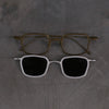 Rigards X TVA joint RG2004TVA titanium aluminum magnesium alloy double-layer sunglasses series RG-RG2004TVA-FGGLYTMSH retro olive + silver frame transparent dark gray lens